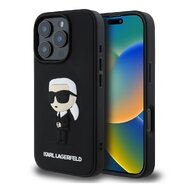 Karl Lagerfeld 3D Rubber Ikonik Zadní Kryt pro iPhone 16 Pro Black