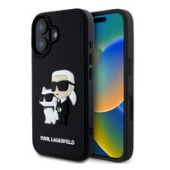 Karl Lagerfeld 3D Rubber Karl and Choupette Zadní Kryt pro iPhone 16 Black