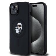 Karl Lagerfeld Liquid Silicone Karl and Choupette MagSafe Zadní Kryt pro iPhone 14 Black