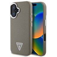 Guess PU Grained Triangle Logo Zadní Kryt pro iPhone 16 Brown