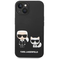 Karl Lagerfeld and Choupette Liquid Silicone Zadní Kryt pro iPhone 14 Black