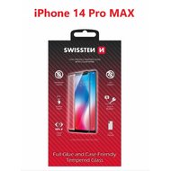 SKLO SWISSTEN FULL GLUE, COLOR FRAME, CASE FRIENDLY APPLE IPHONE 14 PRO MAX ČERNÉ